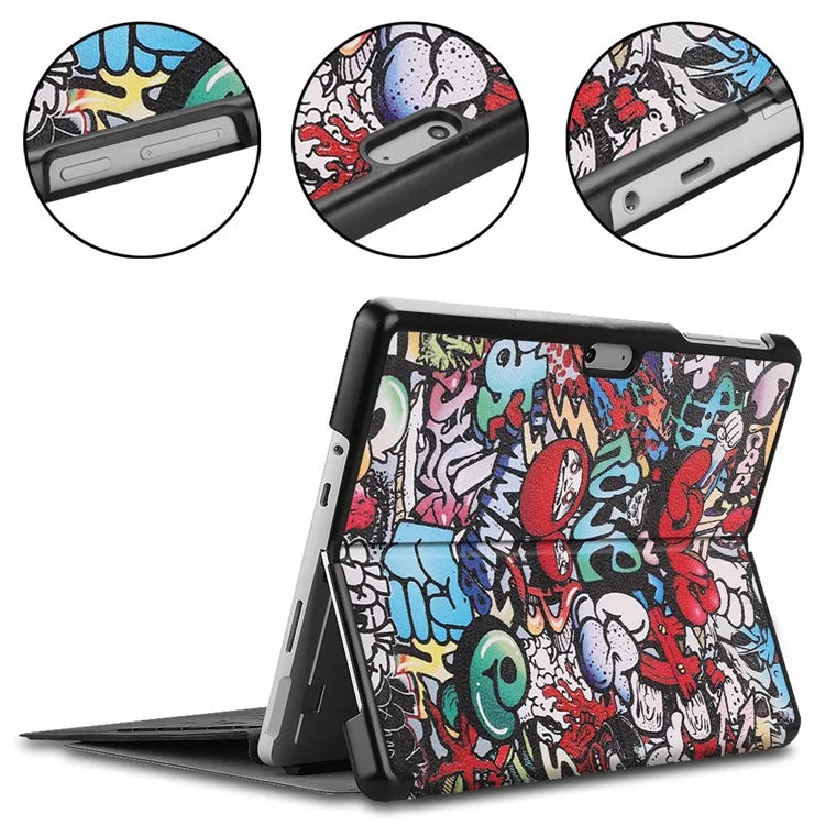 For Microsoft Surface Go 4 Case PU Leather Flip Stand Pattern Printing Design Protective Cover