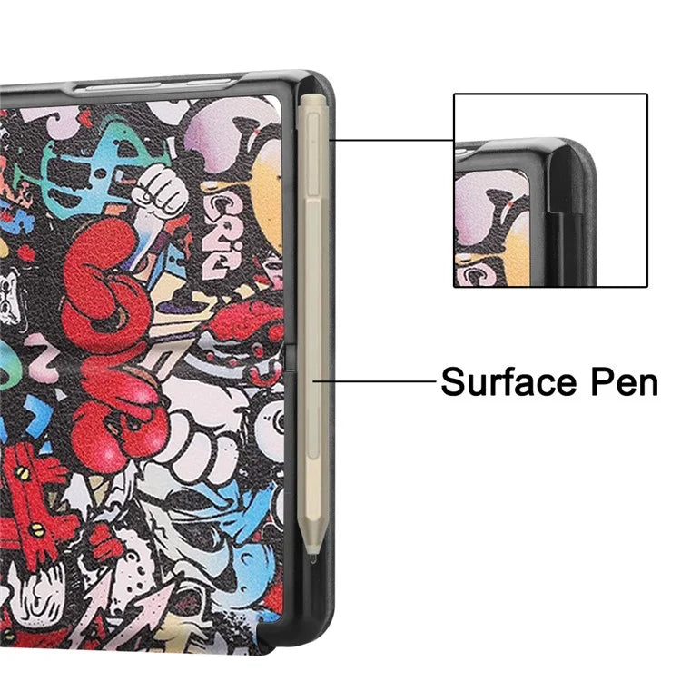 For Microsoft Surface Go 4 Case PU Leather Flip Stand Pattern Printing Design Protective Cover