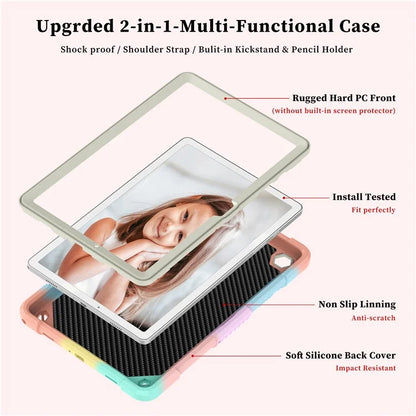 For Samsung Galaxy Tab A9+ Tablet Case Butterfly Shape Silicone + PC Kickstand Phone Cover with Shoulder Strap