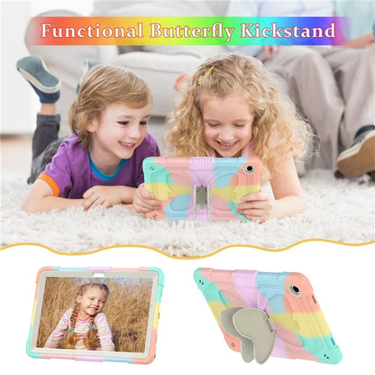 For Samsung Galaxy Tab A9+ Tablet Case Butterfly Shape Silicone + PC Kickstand Phone Cover with Shoulder Strap
