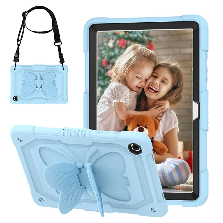 For Samsung Galaxy Tab A9+ Tablet Case Soft Silicone + PC Kickstand Butterfly Shape Cover