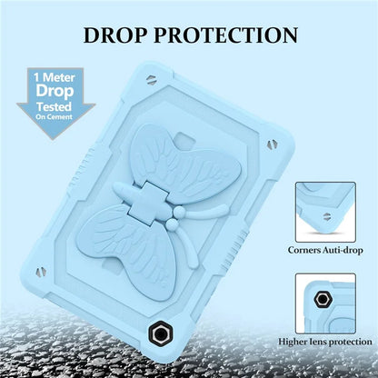 For Samsung Galaxy Tab A9+ Tablet Case Soft Silicone + PC Kickstand Butterfly Shape Cover