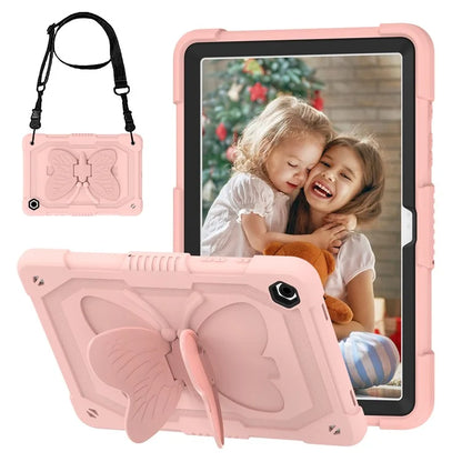 For Samsung Galaxy Tab A9+ Tablet Case Soft Silicone + PC Kickstand Butterfly Shape Cover