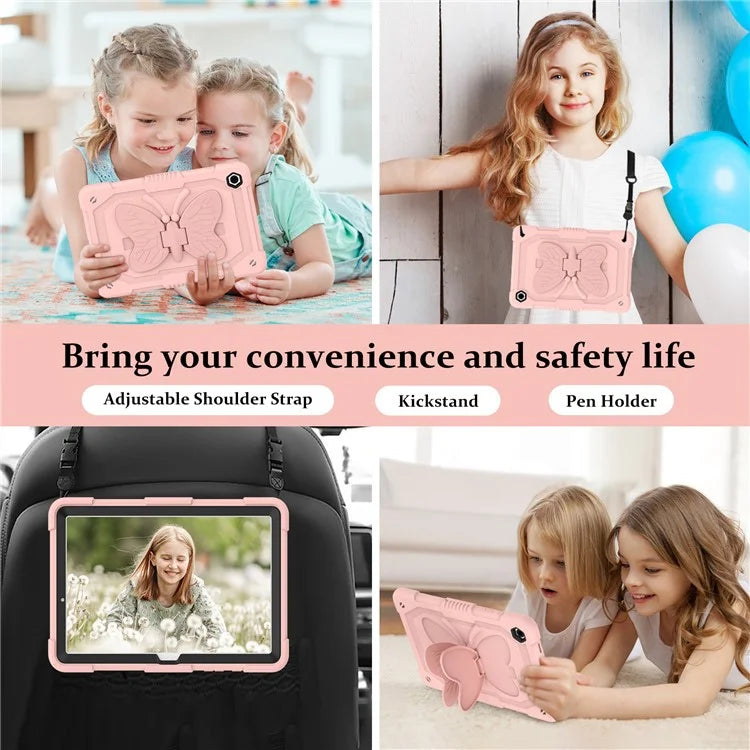 For Samsung Galaxy Tab A9+ Tablet Case Soft Silicone + PC Kickstand Butterfly Shape Cover