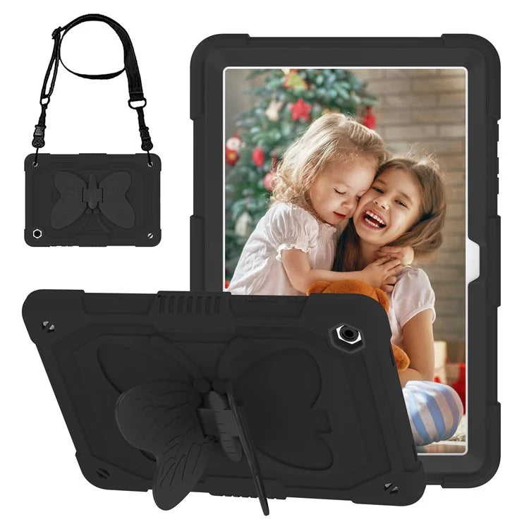 For Samsung Galaxy Tab A9+ Tablet Case Soft Silicone + PC Kickstand Butterfly Shape Cover
