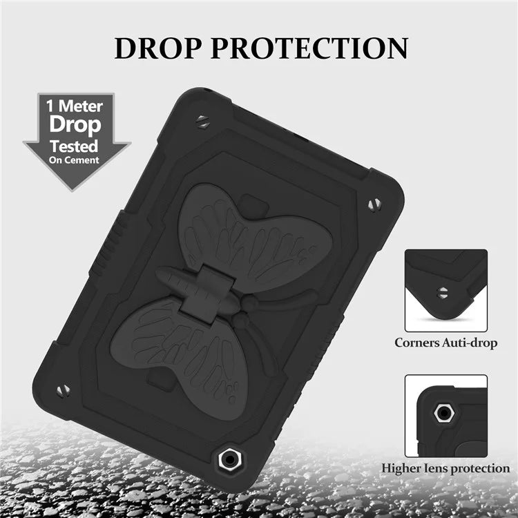 For Samsung Galaxy Tab A9+ Tablet Case Soft Silicone + PC Kickstand Butterfly Shape Cover