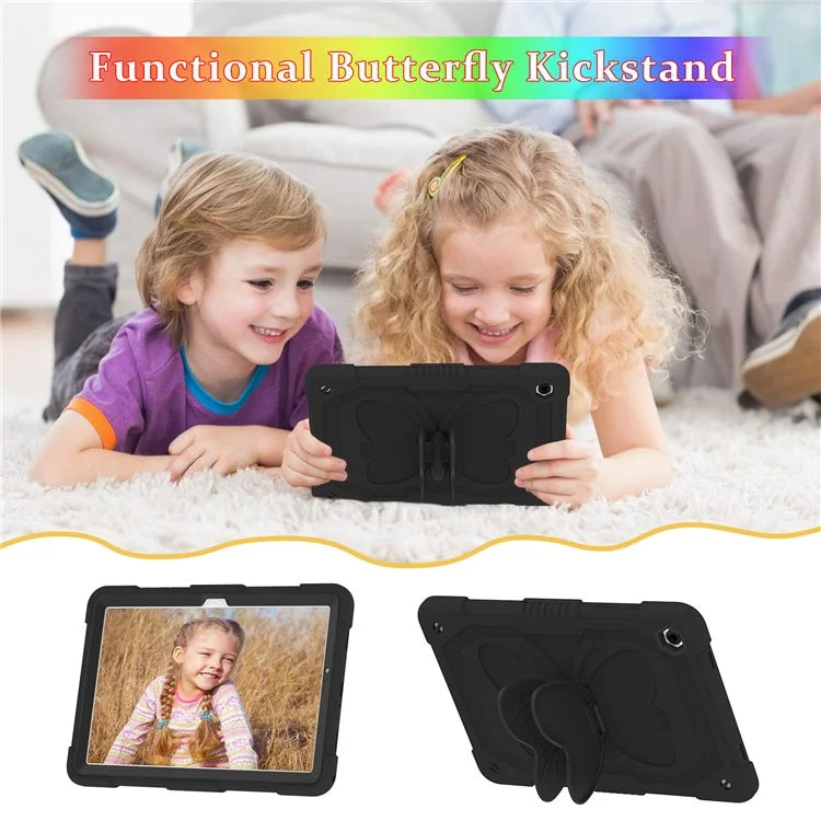 For Samsung Galaxy Tab A9+ Tablet Case Soft Silicone + PC Kickstand Butterfly Shape Cover