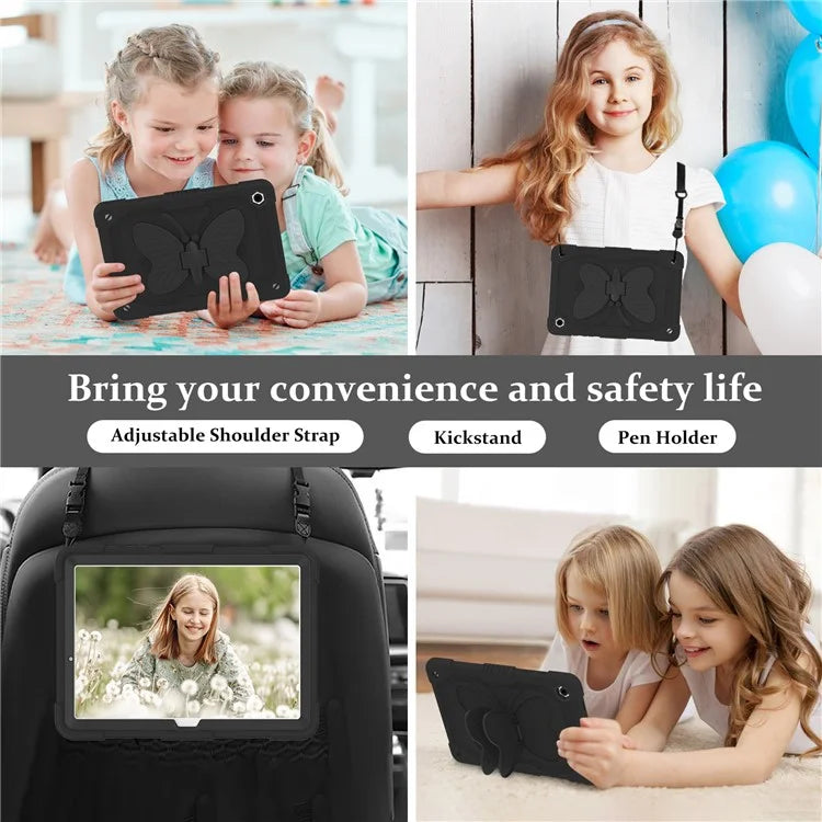 For Samsung Galaxy Tab A9+ Tablet Case Soft Silicone + PC Kickstand Butterfly Shape Cover