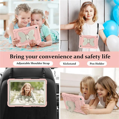 For Samsung Galaxy Tab A9+ Tablet Case Soft Silicone + PC Kickstand Butterfly Shape Cover