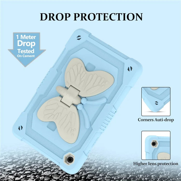 For Samsung Galaxy Tab A9+ Tablet Case Soft Silicone + PC Kickstand Butterfly Shape Cover