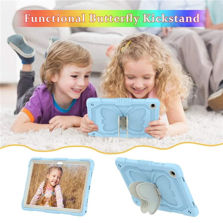 For Samsung Galaxy Tab A9+ Tablet Case Soft Silicone + PC Kickstand Butterfly Shape Cover