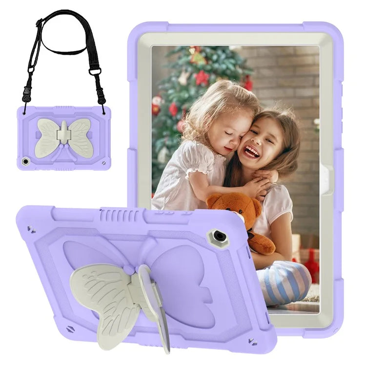 For Samsung Galaxy Tab A9+ Tablet Case Soft Silicone + PC Kickstand Butterfly Shape Cover