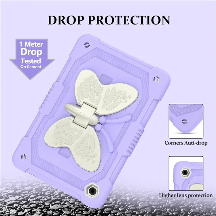 For Samsung Galaxy Tab A9+ Tablet Case Soft Silicone + PC Kickstand Butterfly Shape Cover