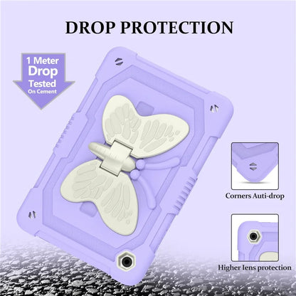 For Samsung Galaxy Tab A9+ Tablet Case Soft Silicone + PC Kickstand Butterfly Shape Cover