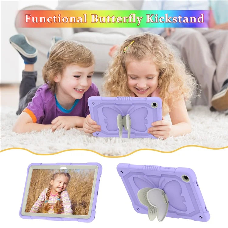 For Samsung Galaxy Tab A9+ Tablet Case Soft Silicone + PC Kickstand Butterfly Shape Cover