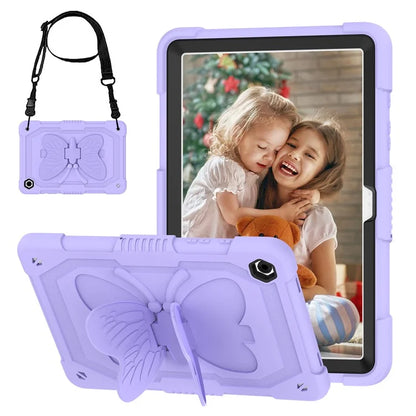 For Samsung Galaxy Tab A9+ Tablet Case Soft Silicone + PC Kickstand Butterfly Shape Cover