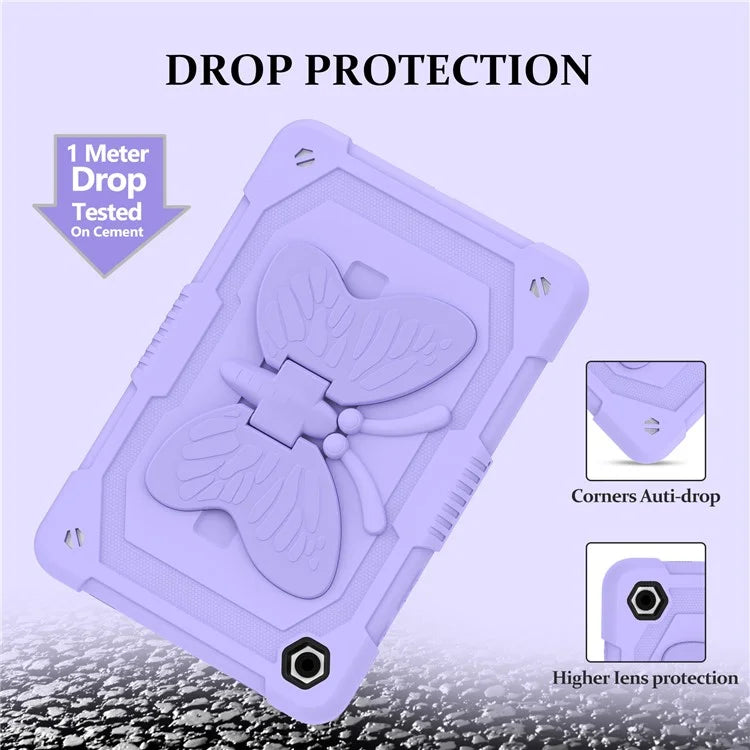 For Samsung Galaxy Tab A9+ Tablet Case Soft Silicone + PC Kickstand Butterfly Shape Cover
