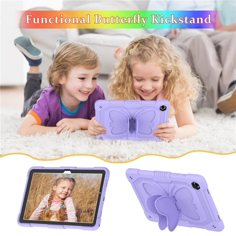 For Samsung Galaxy Tab A9+ Tablet Case Soft Silicone + PC Kickstand Butterfly Shape Cover