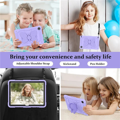 For Samsung Galaxy Tab A9+ Tablet Case Soft Silicone + PC Kickstand Butterfly Shape Cover