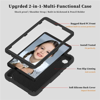 For Samsung Galaxy Tab A9  Tablet Case Butterfly Shape Silicone + PC Protective Cover with Shoulder Strap