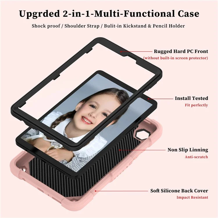 For Samsung Galaxy Tab A9  Tablet Case Butterfly Shape Silicone + PC Protective Cover with Shoulder Strap
