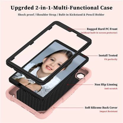 For Samsung Galaxy Tab A9  Tablet Case Butterfly Shape Silicone + PC Protective Cover with Shoulder Strap