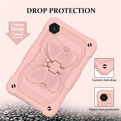 For Samsung Galaxy Tab A9  Tablet Case Butterfly Shape Silicone + PC Protective Cover with Shoulder Strap