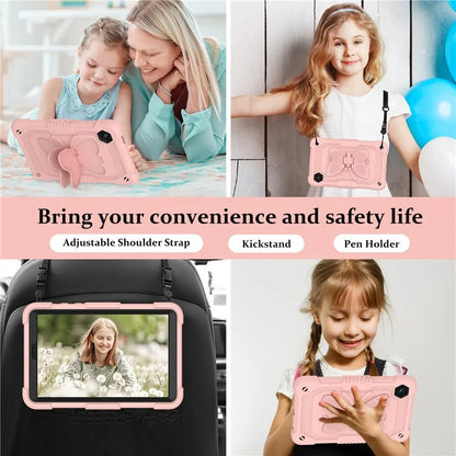 For Samsung Galaxy Tab A9  Tablet Case Butterfly Shape Silicone + PC Protective Cover with Shoulder Strap