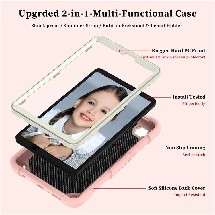For Samsung Galaxy Tab A9  Tablet Case Butterfly Shape Silicone + PC Protective Cover with Shoulder Strap