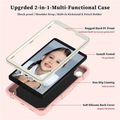 For Samsung Galaxy Tab A9  Tablet Case Butterfly Shape Silicone + PC Protective Cover with Shoulder Strap