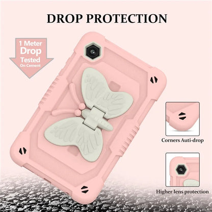 For Samsung Galaxy Tab A9  Tablet Case Butterfly Shape Silicone + PC Protective Cover with Shoulder Strap