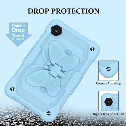 For Samsung Galaxy Tab A9  Tablet Case Butterfly Shape Silicone + PC Protective Cover with Shoulder Strap