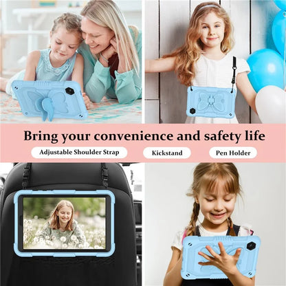 For Samsung Galaxy Tab A9  Tablet Case Butterfly Shape Silicone + PC Protective Cover with Shoulder Strap
