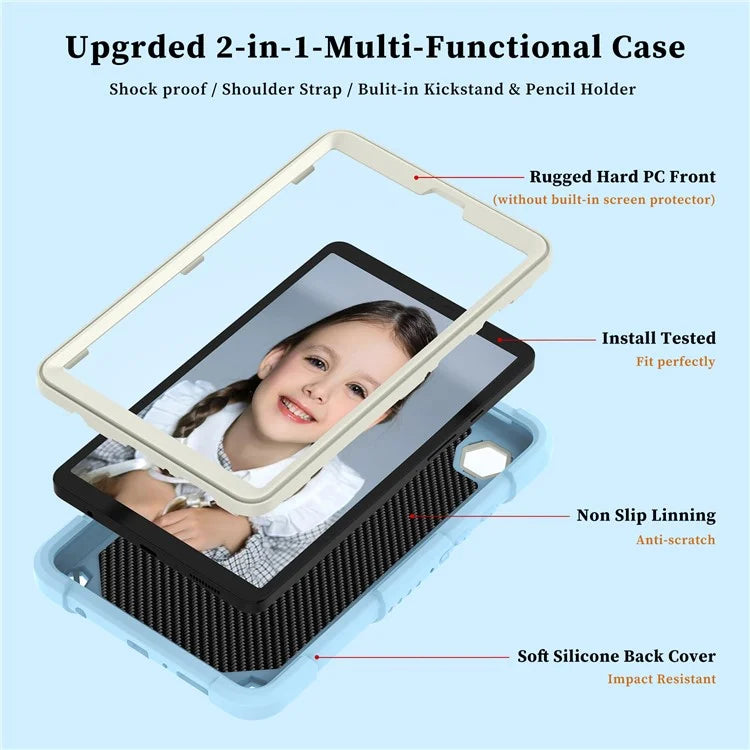 For Samsung Galaxy Tab A9  Tablet Case Butterfly Shape Silicone + PC Protective Cover with Shoulder Strap