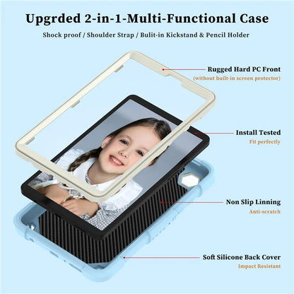 For Samsung Galaxy Tab A9  Tablet Case Butterfly Shape Silicone + PC Protective Cover with Shoulder Strap