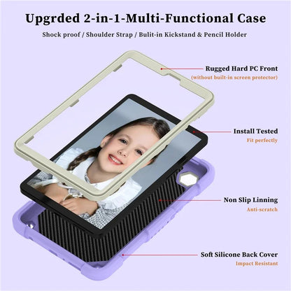 For Samsung Galaxy Tab A9  Tablet Case Butterfly Shape Silicone + PC Protective Cover with Shoulder Strap