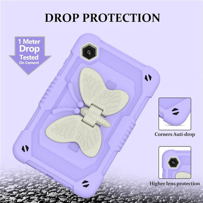 For Samsung Galaxy Tab A9  Tablet Case Butterfly Shape Silicone + PC Protective Cover with Shoulder Strap