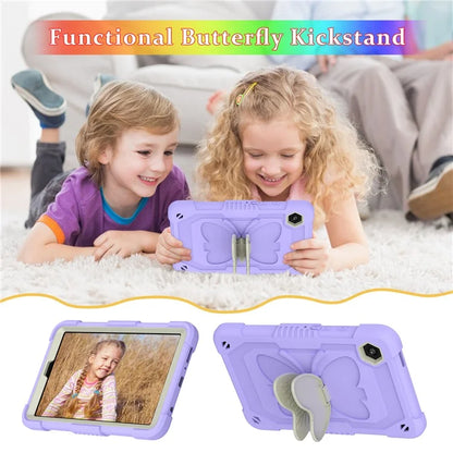 For Samsung Galaxy Tab A9  Tablet Case Butterfly Shape Silicone + PC Protective Cover with Shoulder Strap