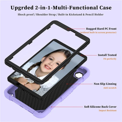For Samsung Galaxy Tab A9  Tablet Case Butterfly Shape Silicone + PC Protective Cover with Shoulder Strap
