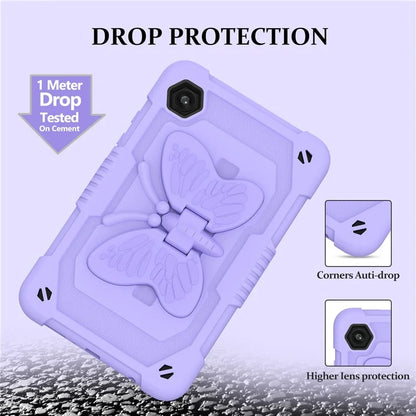 For Samsung Galaxy Tab A9  Tablet Case Butterfly Shape Silicone + PC Protective Cover with Shoulder Strap
