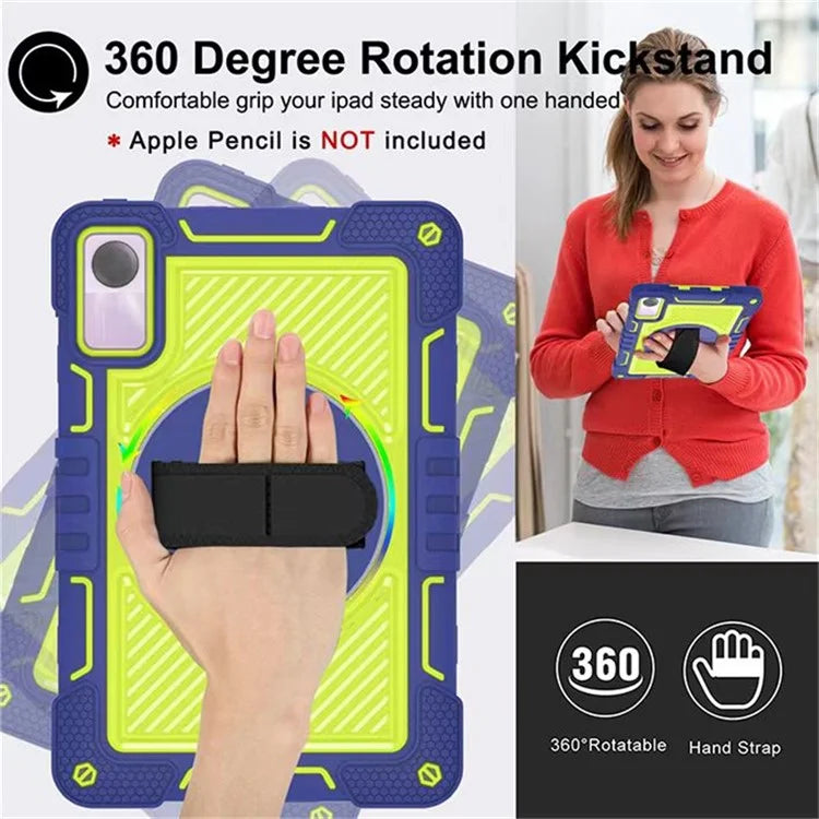 For Xiaomi Redmi Pad SE Kickstand Cover Wrist Strap Protective Silicone+PC Tablet Case with Shoulder Strap