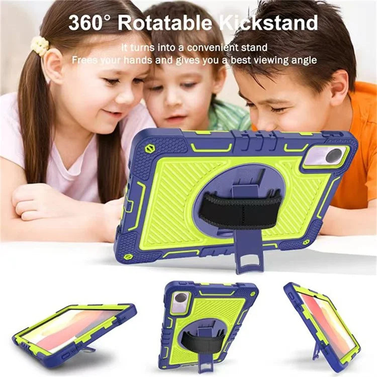 For Xiaomi Redmi Pad SE Kickstand Cover Wrist Strap Protective Silicone+PC Tablet Case with Shoulder Strap