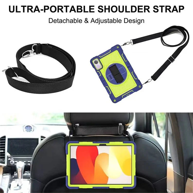 For Xiaomi Redmi Pad SE Kickstand Cover Wrist Strap Protective Silicone+PC Tablet Case with Shoulder Strap