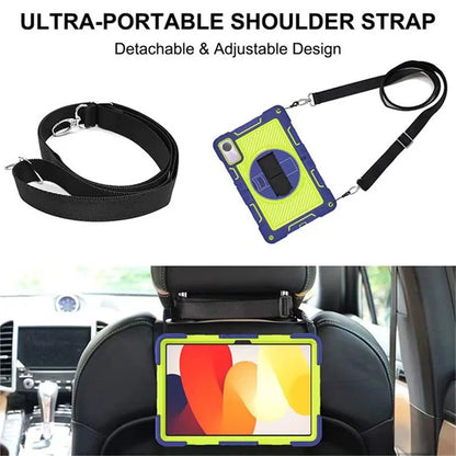 For Xiaomi Redmi Pad SE Kickstand Cover Wrist Strap Protective Silicone+PC Tablet Case with Shoulder Strap