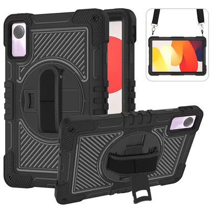For Xiaomi Redmi Pad SE Kickstand Cover Wrist Strap Protective Silicone+PC Tablet Case with Shoulder Strap