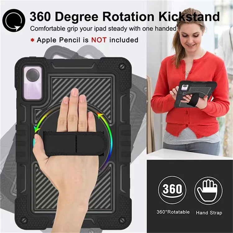 For Xiaomi Redmi Pad SE Kickstand Cover Wrist Strap Protective Silicone+PC Tablet Case with Shoulder Strap