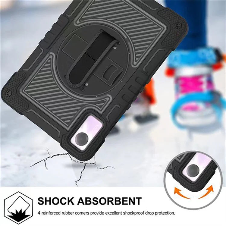For Xiaomi Redmi Pad SE Kickstand Cover Wrist Strap Protective Silicone+PC Tablet Case with Shoulder Strap