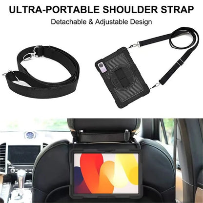 For Xiaomi Redmi Pad SE Kickstand Cover Wrist Strap Protective Silicone+PC Tablet Case with Shoulder Strap
