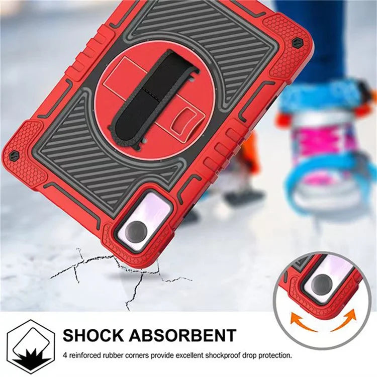 For Xiaomi Redmi Pad SE Kickstand Cover Wrist Strap Protective Silicone+PC Tablet Case with Shoulder Strap