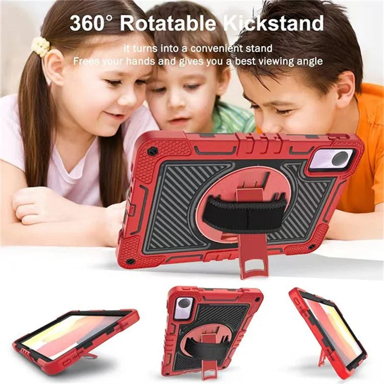 For Xiaomi Redmi Pad SE Kickstand Cover Wrist Strap Protective Silicone+PC Tablet Case with Shoulder Strap